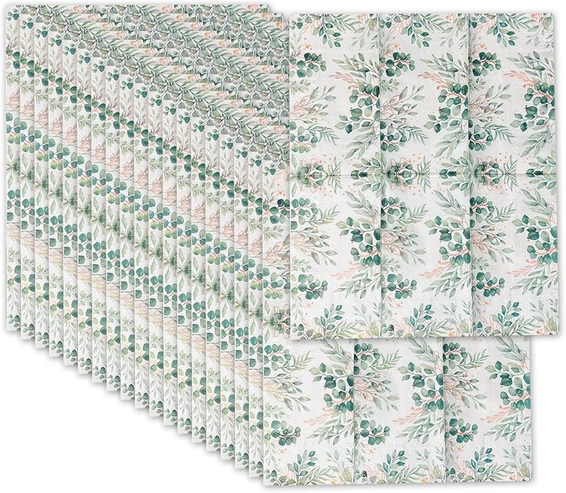 مناديل ورقية خضراء قابلة للتخلص من الأوكالبتوس ناعمة وآمنة لتناول الطعام والفعاليات والسفر - Image 1